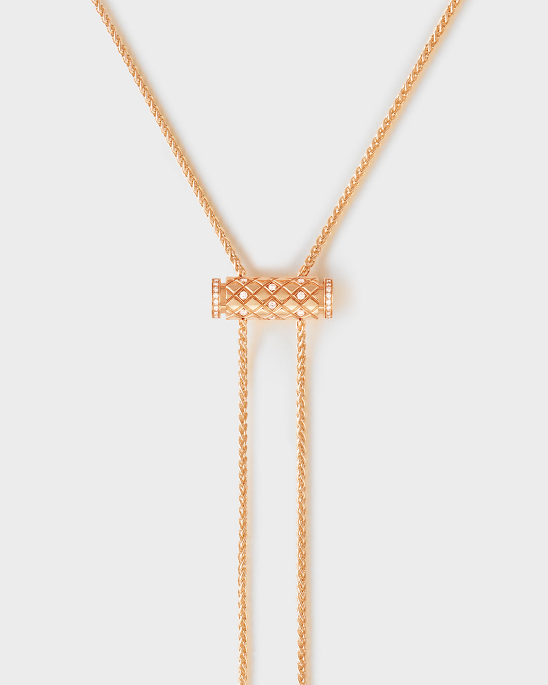 Women’s sapphire necklaces-Semi-Paved Latch Pendant on GM Chain in Rose Gold