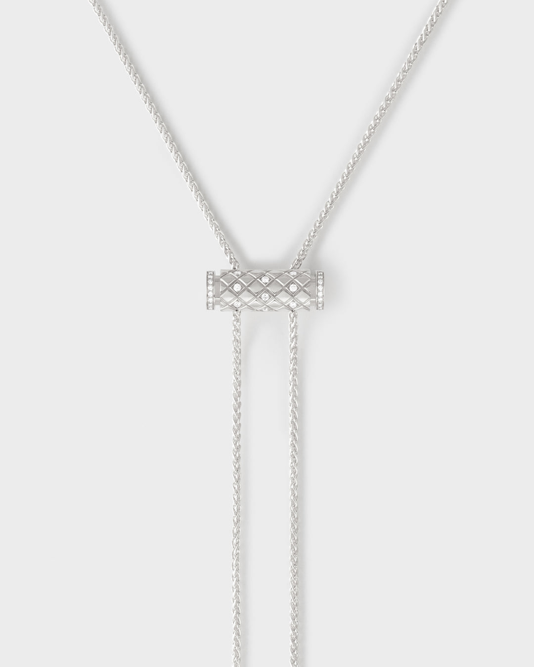 Women’s designer necklaces-Semi-Paved Latch Pendant on GM Chain in White Gold