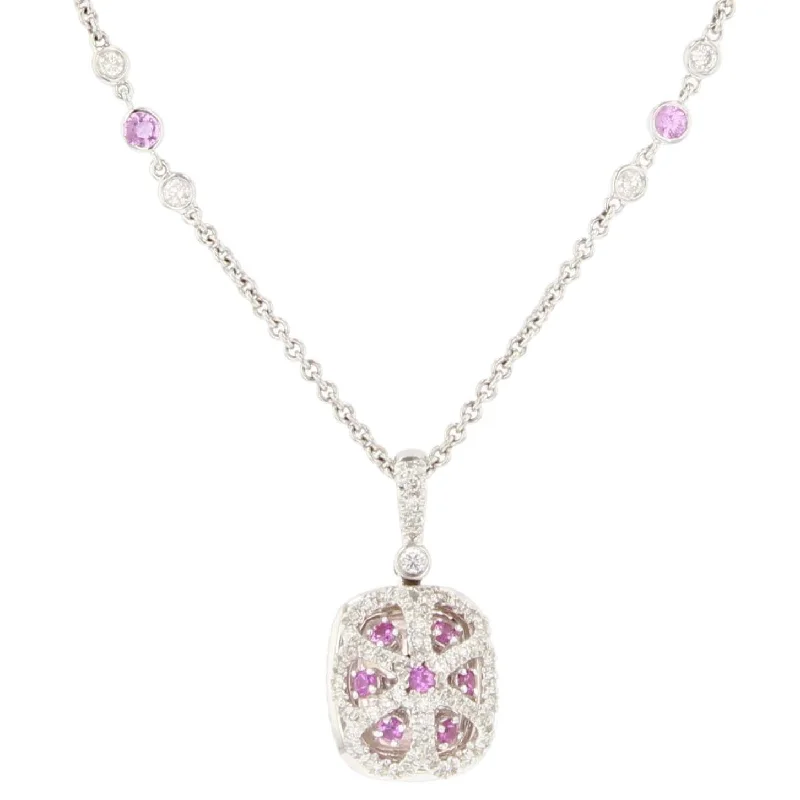 Women’s statement necklaces-Pastel Morganite, Pink Sapphire and Diamond Pendant