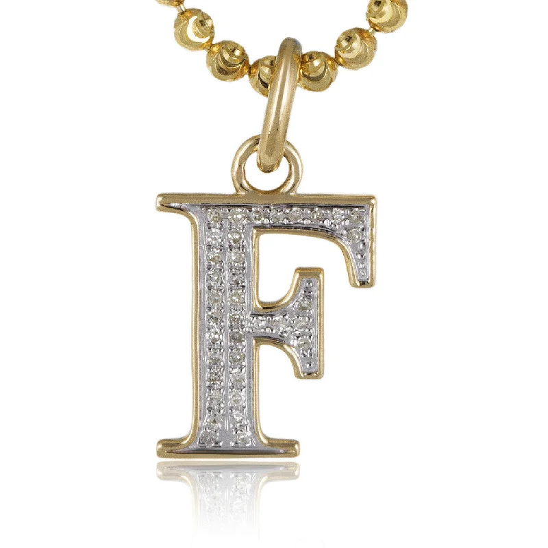 Women’s infinity necklaces-10k Yellow Gold .22ct Diamond "F" Initial Pendant