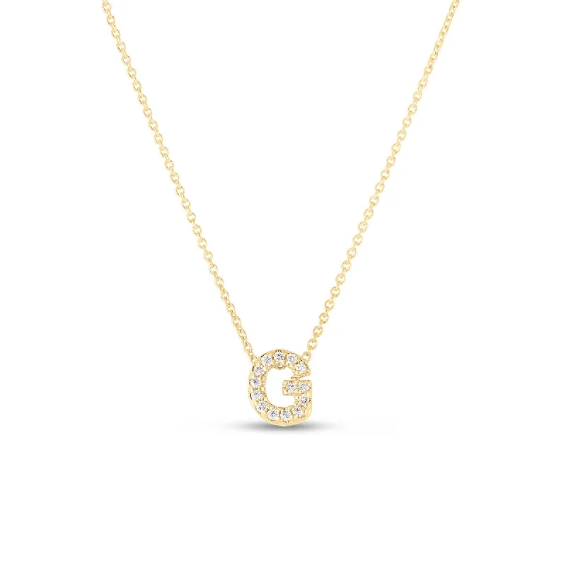 Women’s religious necklaces-Love Letter G Pendant with Diamonds