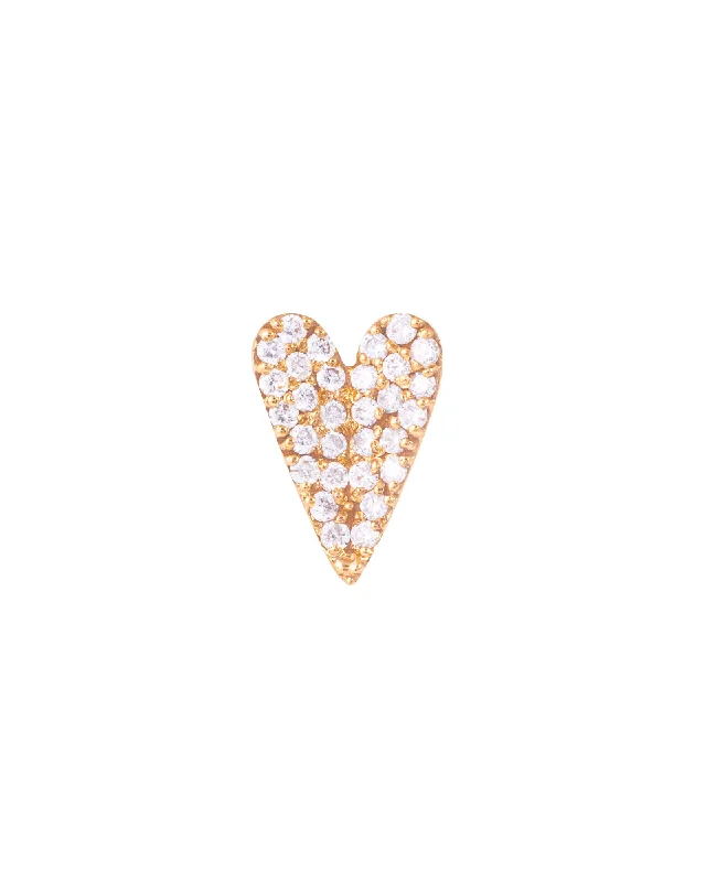 Women’s flower-shaped earrings-Heart 18K Gold, Whitegold or Rosegold Earring w. Diamonds