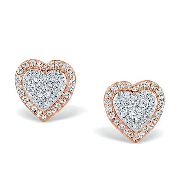 Women’s unique earrings-Red Hot Deal 1/4 CTW Diamond Heart Stud Earrings in 10KT Rose Gold