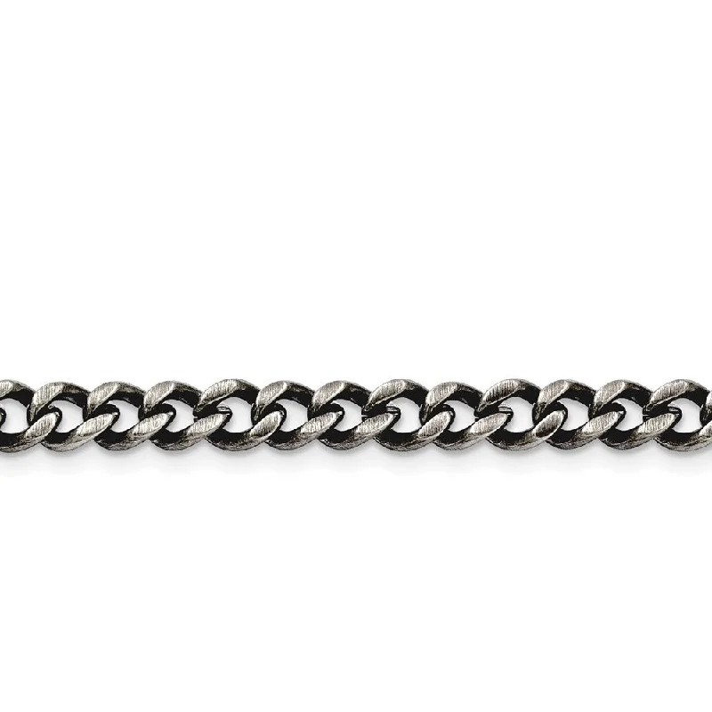 Women’s charm necklaces-Stainless Steel 6.70mm Antiqued Curb Chain | SRN1610