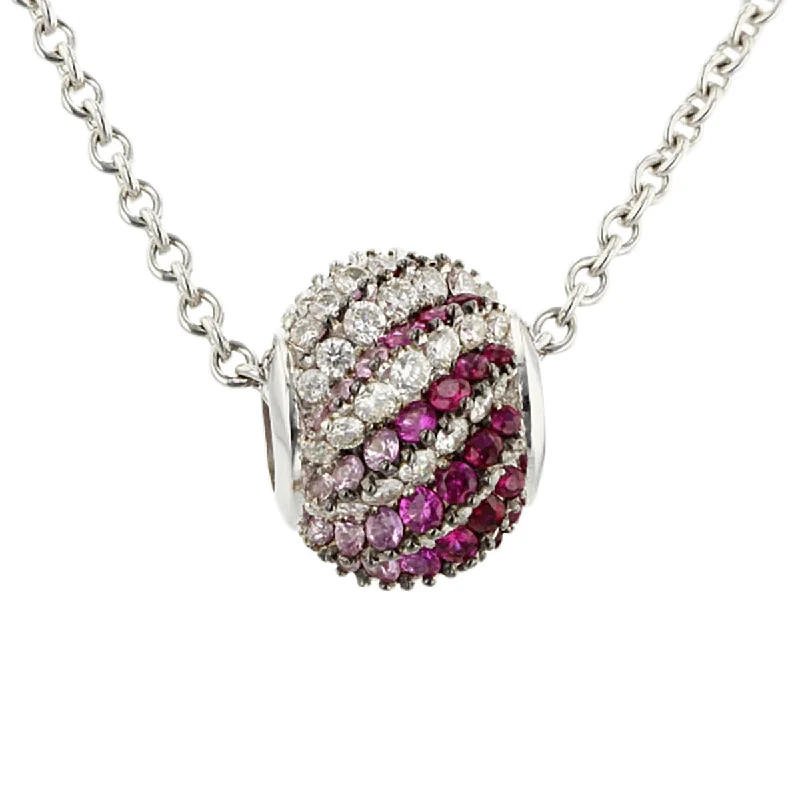 Women’s pearl drop necklaces-Pink Sapphire, Ruby and Diamond Ball Pendant