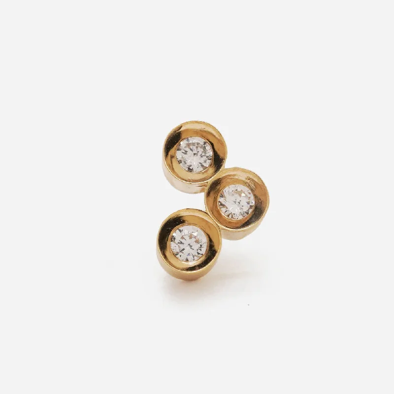 Women’s trendy stud earrings-Spot Single 18K & 10K Earring w. 3 Diamonds