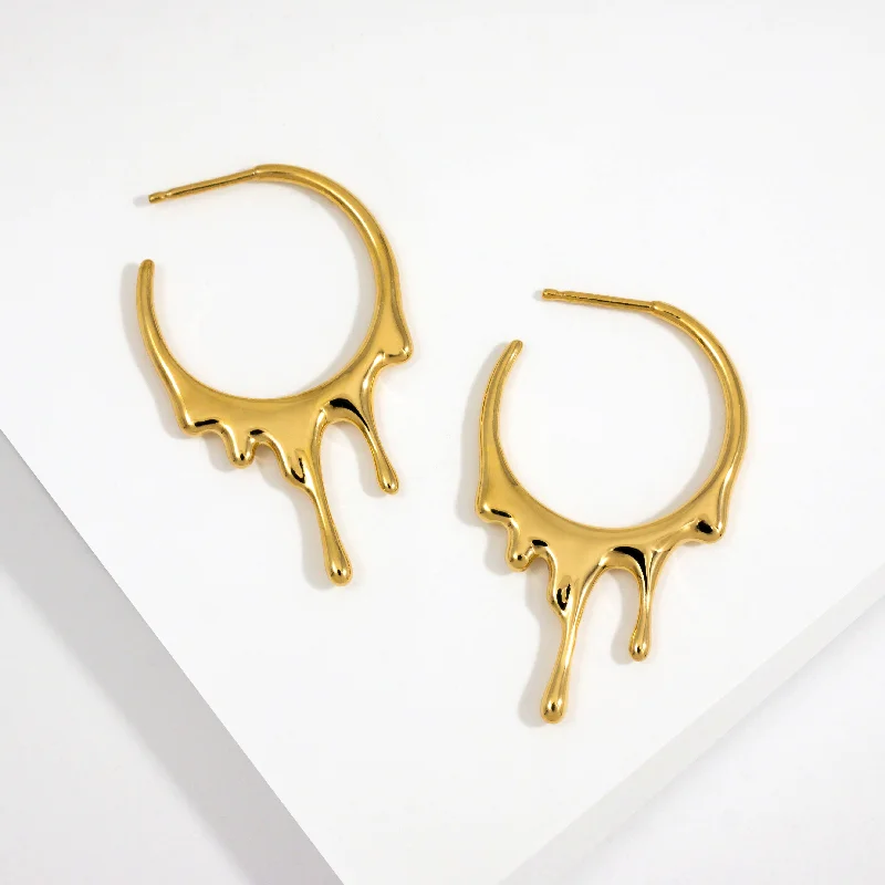 Women’s delicate earrings-Dripping Circular S Hoop Earrings