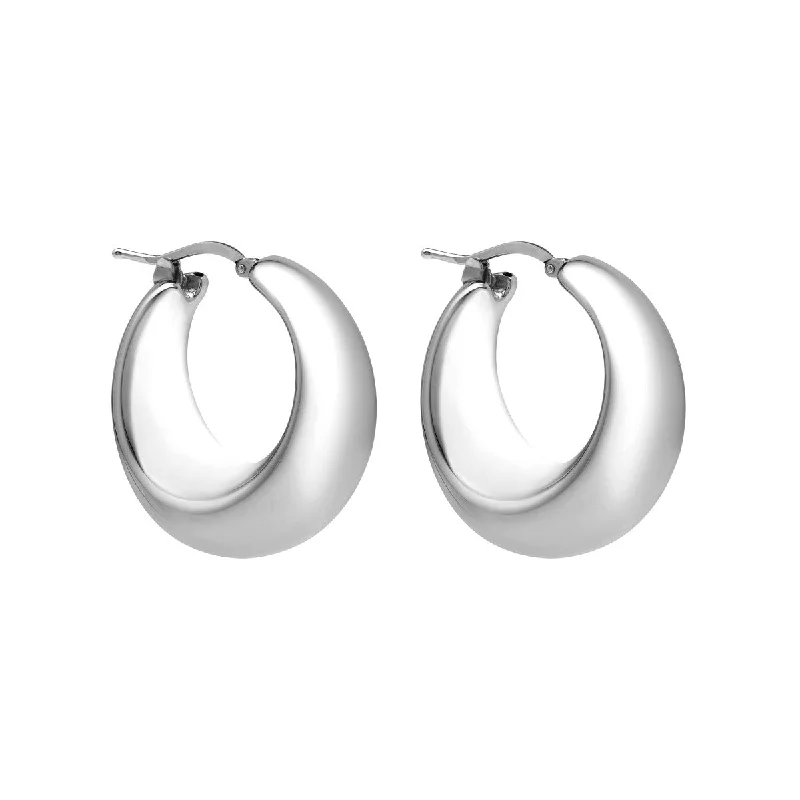 Women’s pearl earrings-Sterling Silver Graduated Hoop Earrings