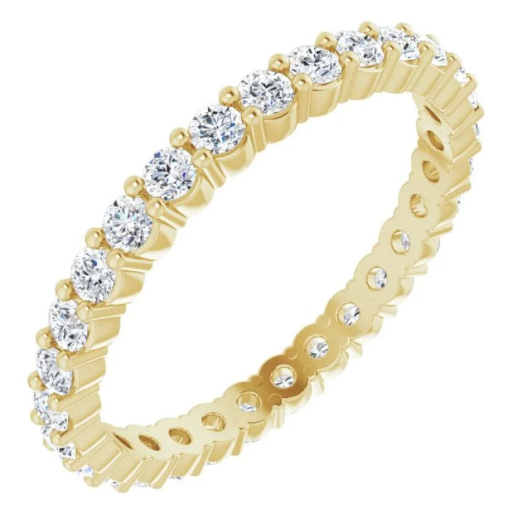 Women’s elegant engagement rings-18K Yellow 5/8 CTW Natural Diamond Eternity Band Size 6.5