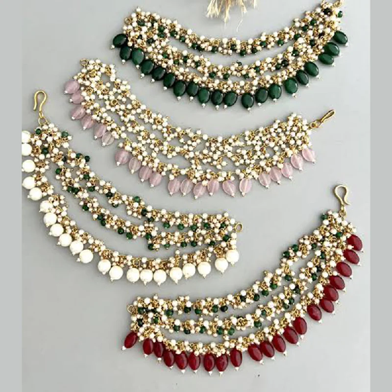 Women’s gold statement necklaces-SNERA Gold Plated Beads And Pearls Kanchain (Assorted Color 1 Piece Only)