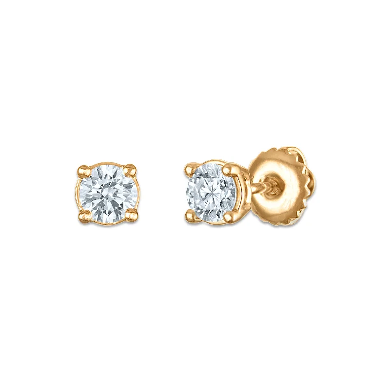 Women’s crystal earrings-EcoLove 1/2 CTW Lab Grown Diamond Stud Earrings in 10KT Yellow Gold