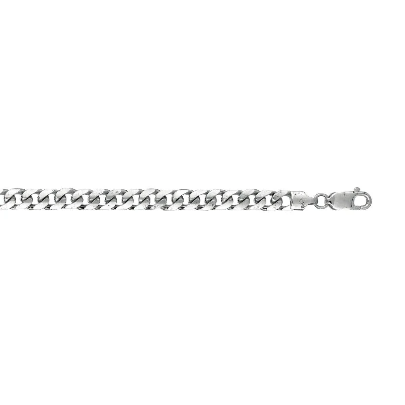 Women’s vintage-inspired engagement rings-14kt 16" White Gold Diamond Cut Miami Cuban Link Chain with Lobster Clasp WMC180-16