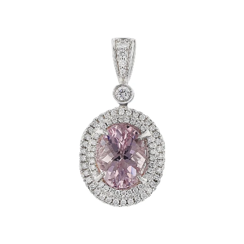 Women’s pendant necklaces-Pastel Diamond Halo Pendant