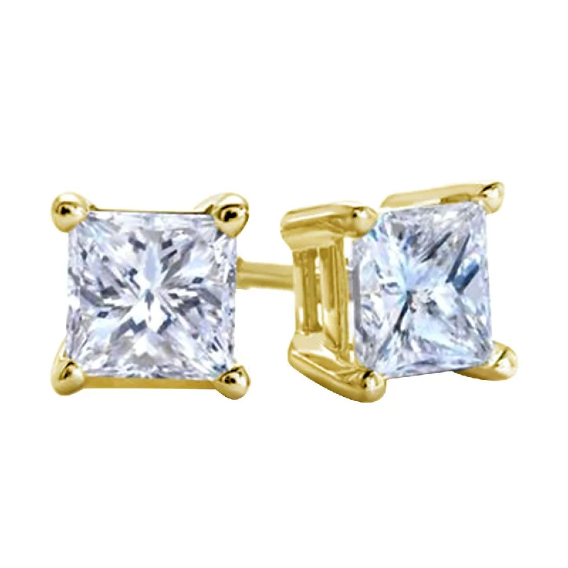 Women’s modern hoop earrings-Premiere 1/10 CTW Diamond Solitaire Stud Earrings in 14KT Yellow Gold