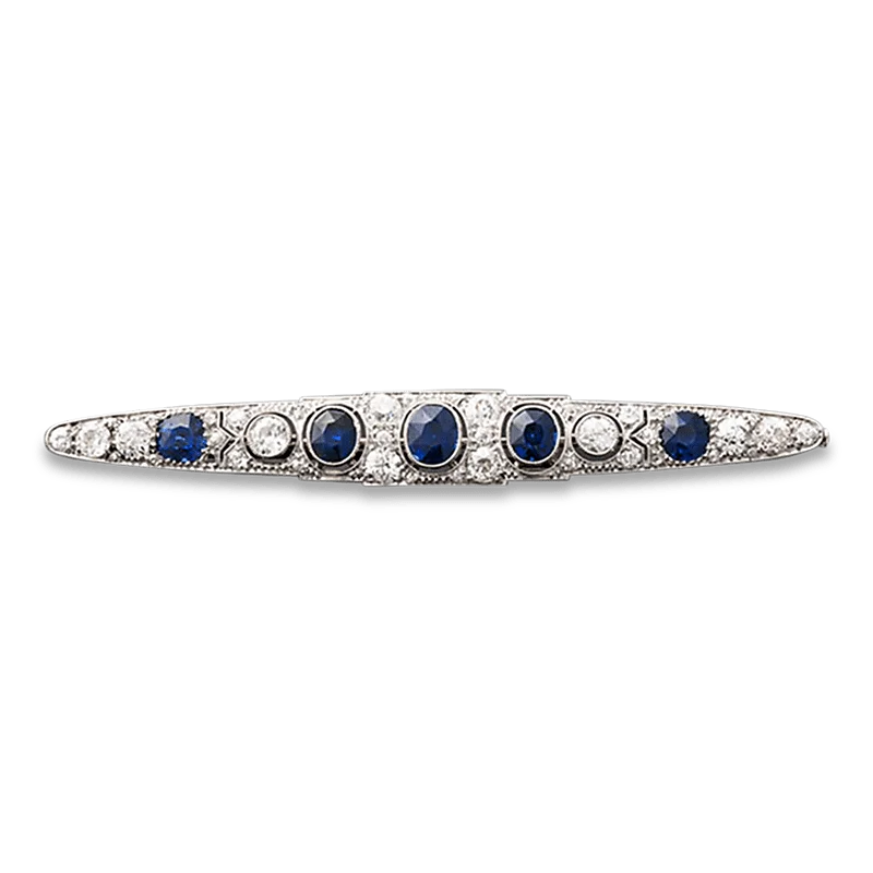 Women’s three-stone diamond engagement rings-Antique Sapphire and Diamond Bar Pin