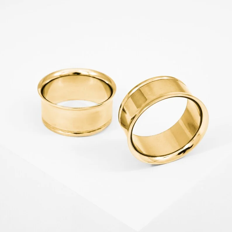 Women’s two-tone earrings-Classic Tunnels