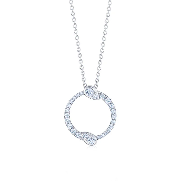 Women’s custom heart necklaces-KWIAT Eclipse Small Pendant With Diamonds  N-9769-0-DIA-18KW