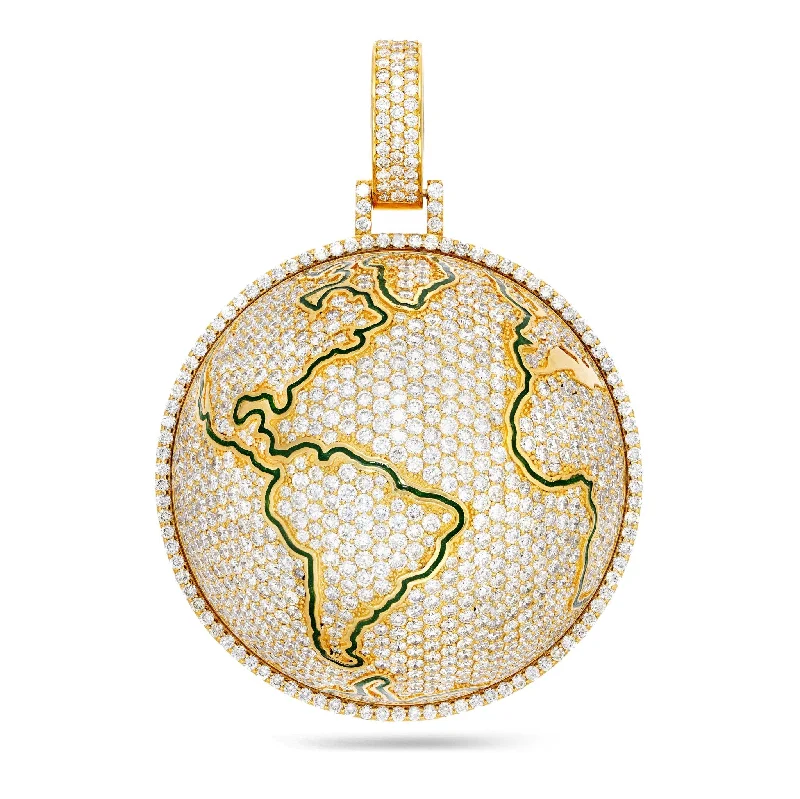 Women’s vintage necklaces-Custom Diamond Enamel Globe Pendant