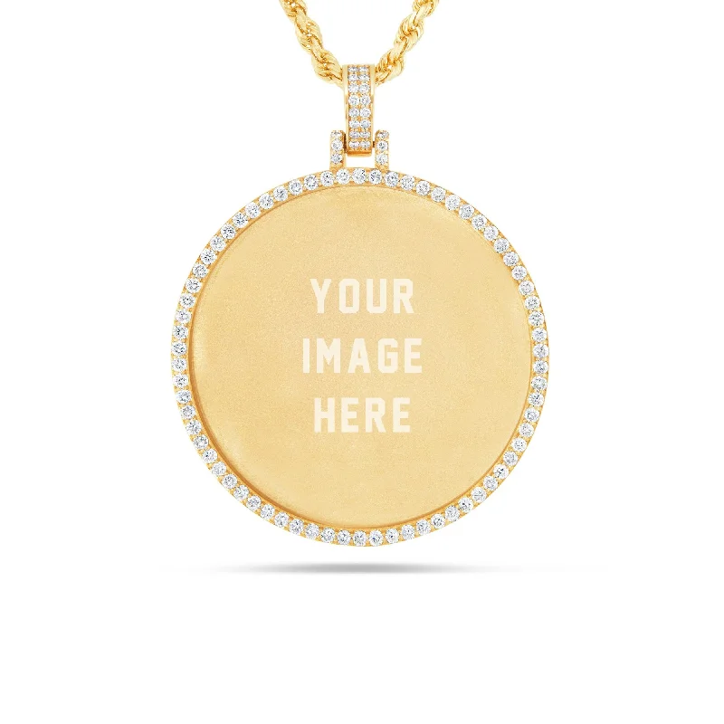 Women’s simple gold necklaces-Large Gold & Diamond Picture Pendant