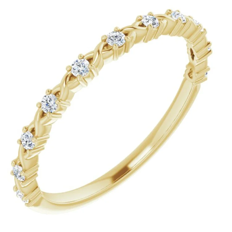 Women’s sparkling halo engagement rings-14K Yellow 1/6 CTW Natural Diamond Anniversary Band