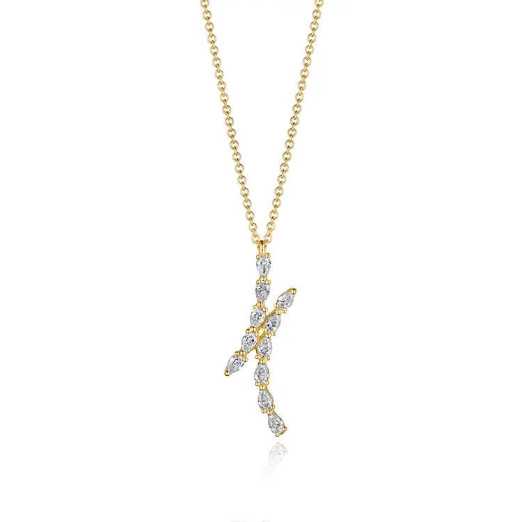 Women’s unique necklaces-Stilla | Pear Diamond Pendant in 18k Yellow Gold FP829Y