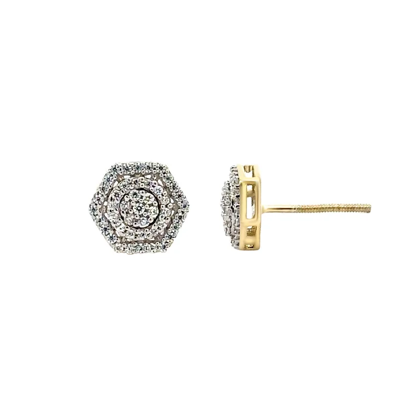 Women’s huggie earrings-LADIES EARRINGS 0.33CT ROUND DIAMOND 10K YELLOW GOLD