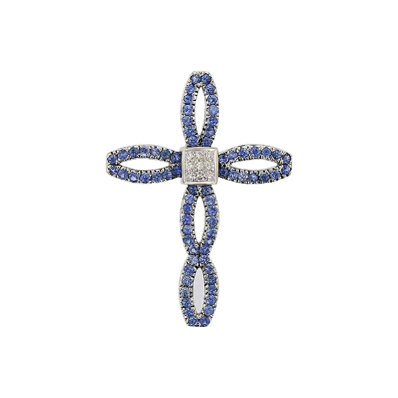 Women’s butterfly necklaces-Levian Sapphire and Diamond Cross Slide Pendant