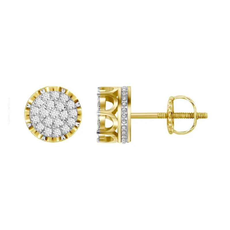 Women’s vintage hoop earrings-LADIES STUD EARRINGS 0.50CT ROUND DIAMOND 10K YELLOW GOLD