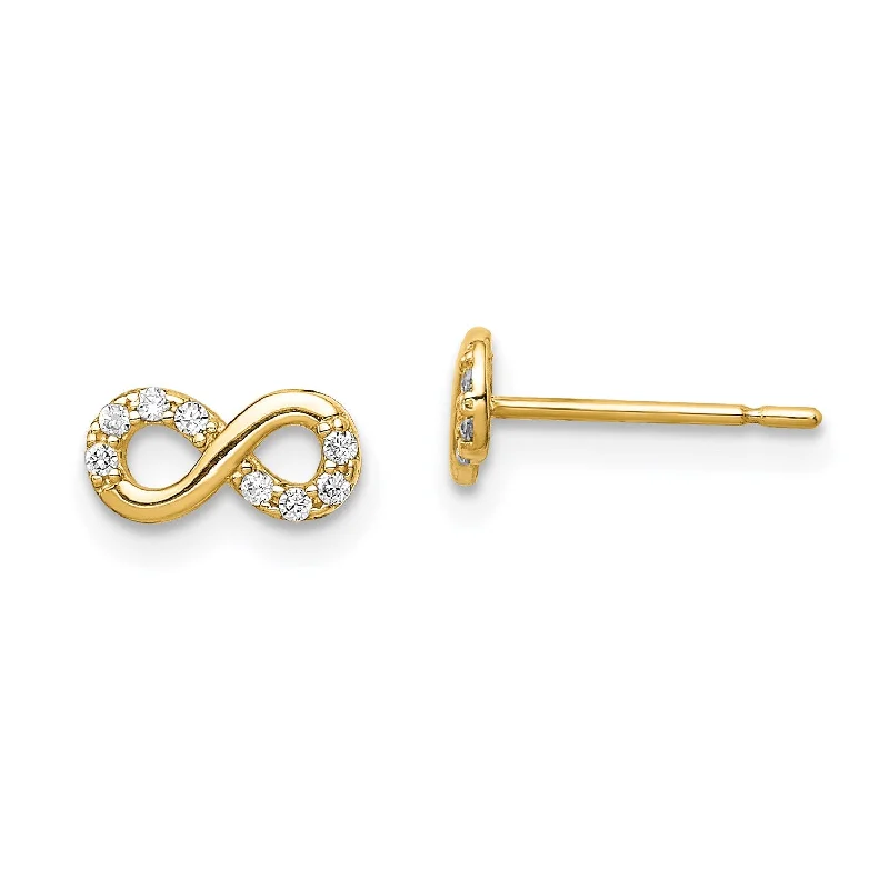 Women’s black earrings-14KT Yellow Gold Cubic Zirconia Stud Infinity Earrings