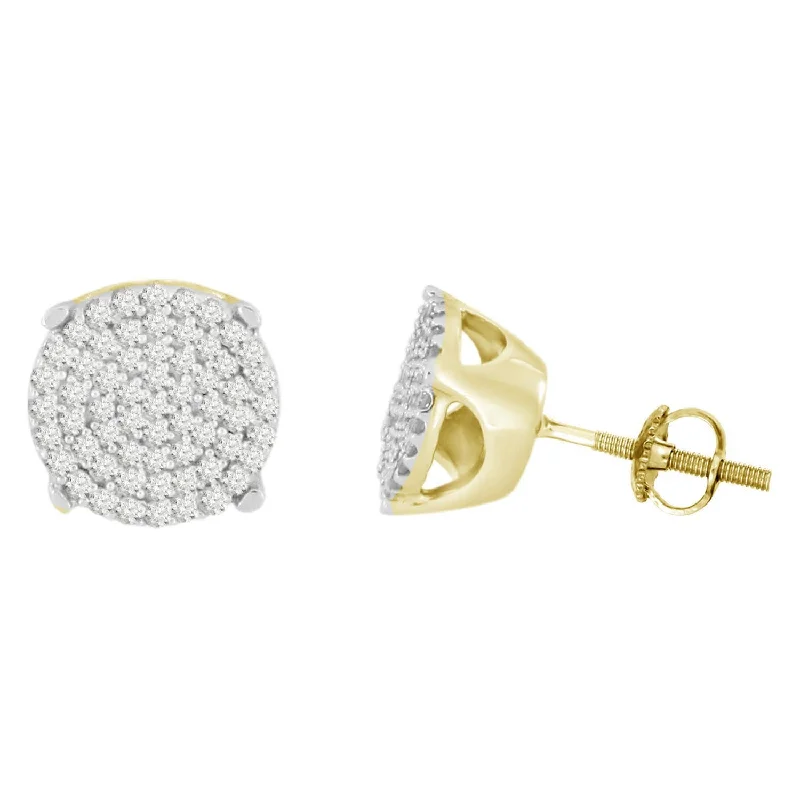 Women’s diamond stud earrings-LADIES EARRINGS 0.35CT ROUND DIAMOND 10K YELLOW GOLD