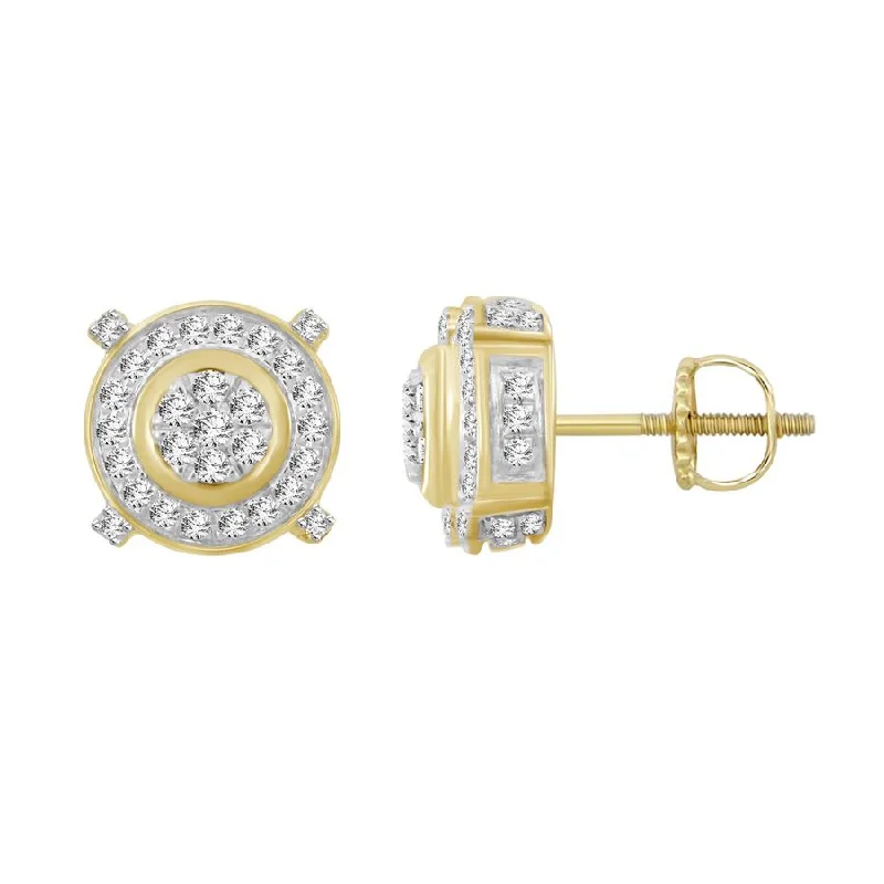 Women’s pearl stud earrings-LADIES STUD EARRINGS 0.25CT ROUND DIAMOND 10K YELLOW GOLD