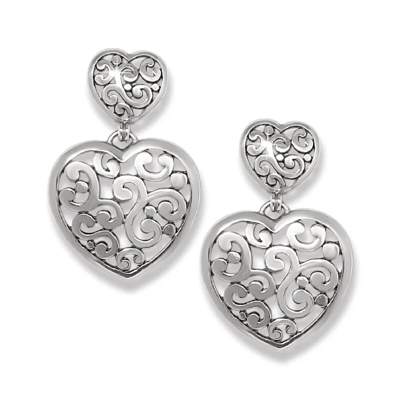 Women’s vintage earrings-Contempo Heart Double Post Drop Earrings