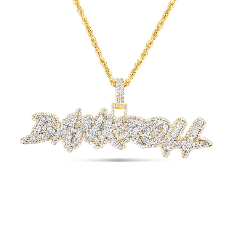 Women’s gold chain necklaces-Yellow & White Gold Bilevel Custom Diamond Pendant