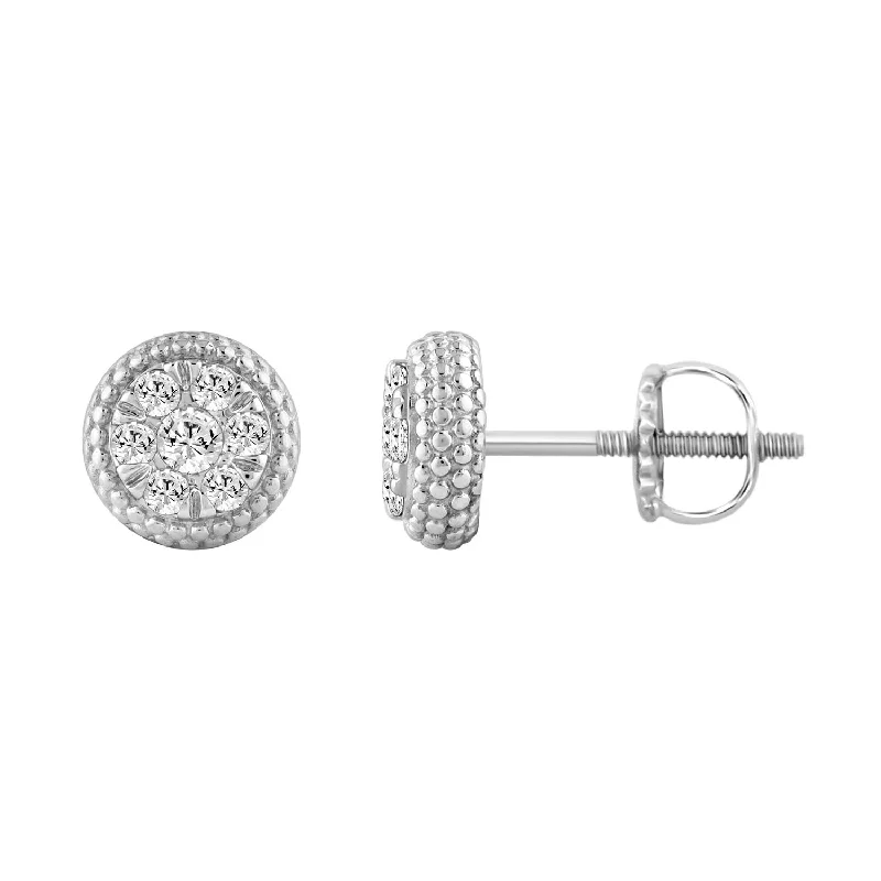 Women’s elegant earrings-LADIES EARRINGS 0.33CT ROUND DIAMOND 14K WHITE GOLD