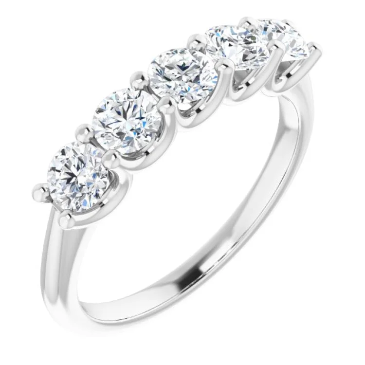 Women’s antique three-stone engagement rings-14K White 1 CTW Natural Diamond Anniversary Band