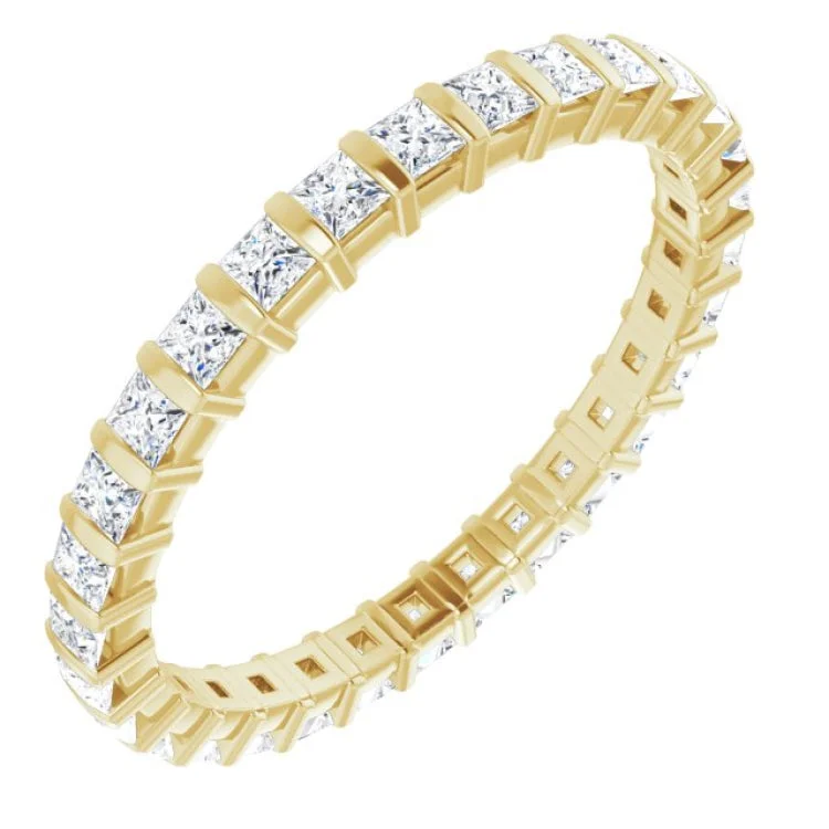 Women’s cushion cut solitaire engagement rings-14K Yellow 3/4 CTW Diamond Eternity Band