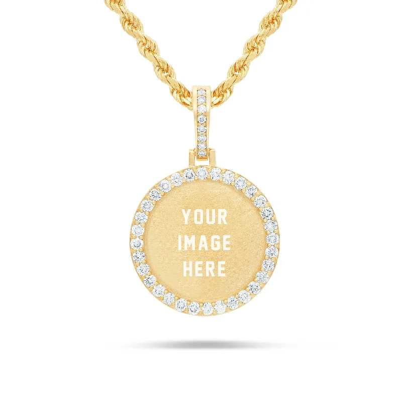 Women’s diamond-encrusted necklaces-Small Gold & Diamond Picture Pendant