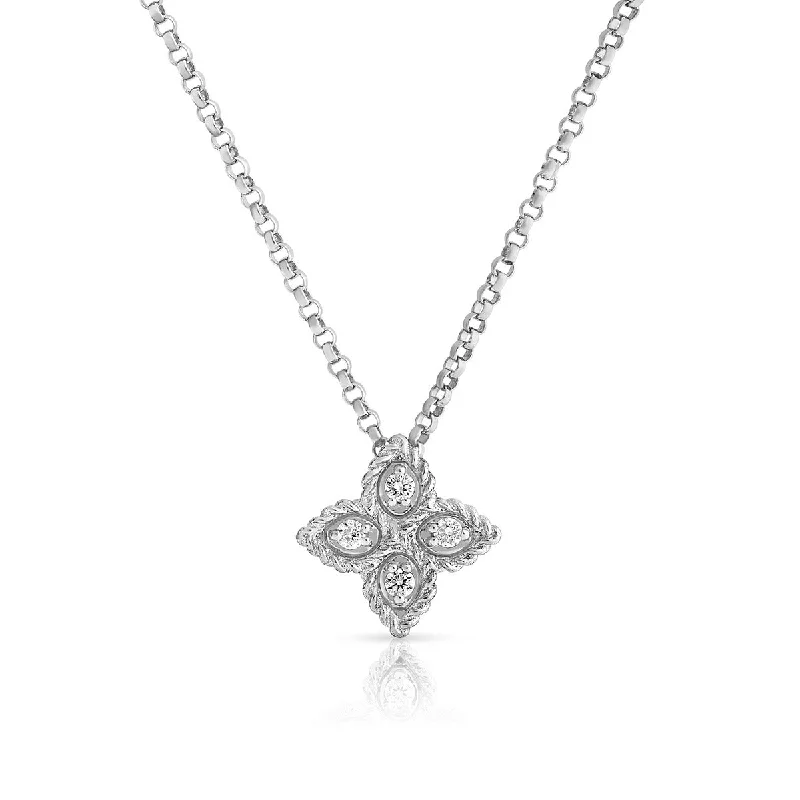 Women’s religious necklaces-Small Princess Flower Diamond Pendant