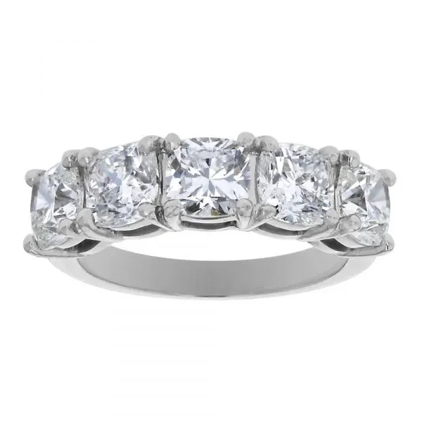 Women’s engagement rings with mixed metals-Cushion diamond anniversary band in platinum