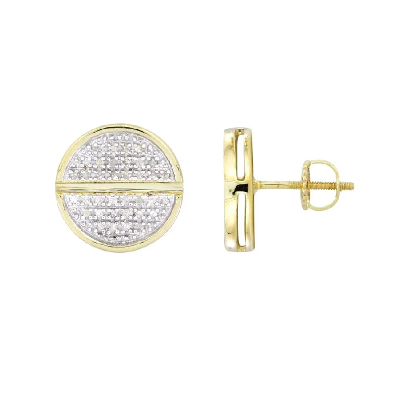 Women’s rose gold earrings-LADIES EARRINGS 0.16CT ROUND DIAMOND 10K YELLOW GOLD