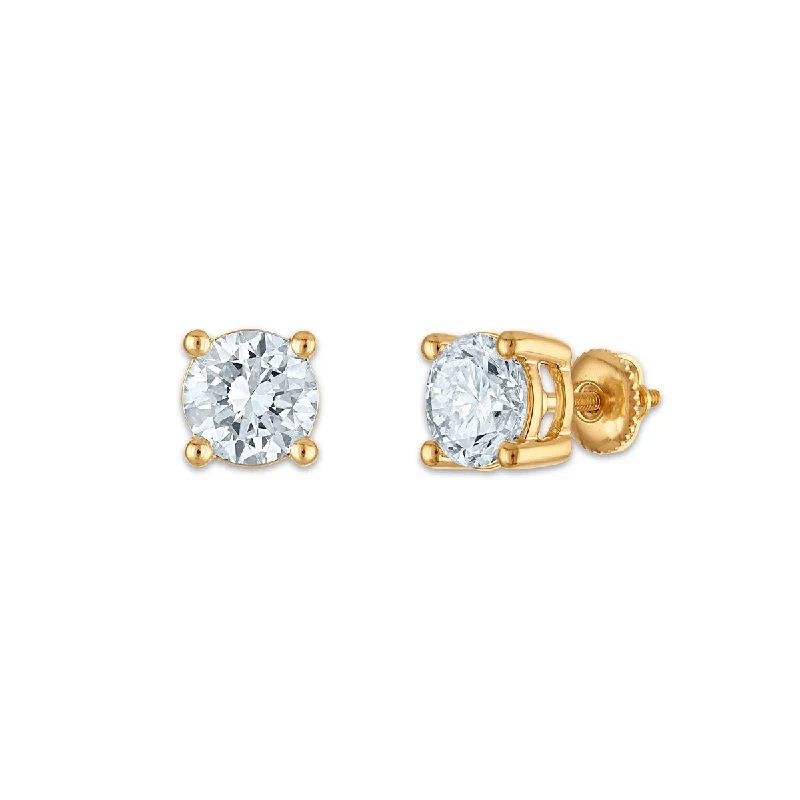 Women’s trendy earrings-EcoLove 4 CTW Lab Grown Diamond Stud Earrings in 10KT Yellow Gold