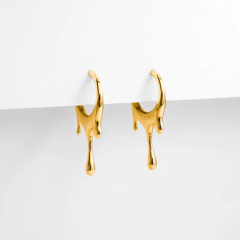 Women’s gold drop earrings-Dripping Circular XS Hoop Earrings