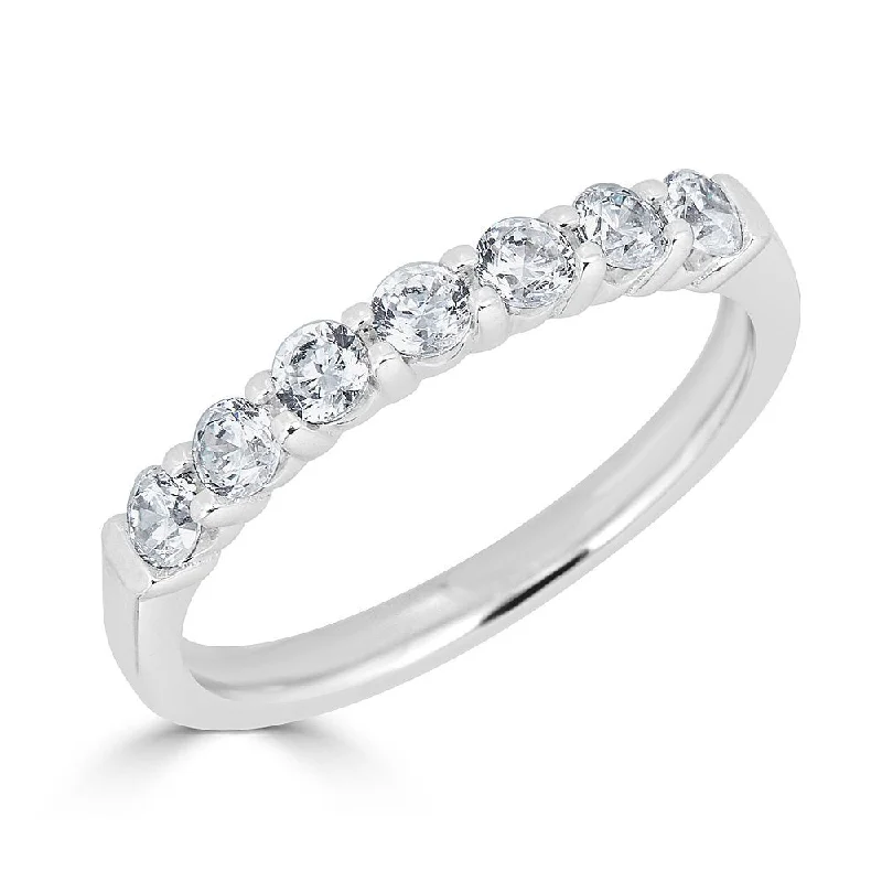 Women’s sparkling engagement rings-JULEVE 18KT WHITE GOLD 0.50 CTW DIAMOND 7 STONE BAND