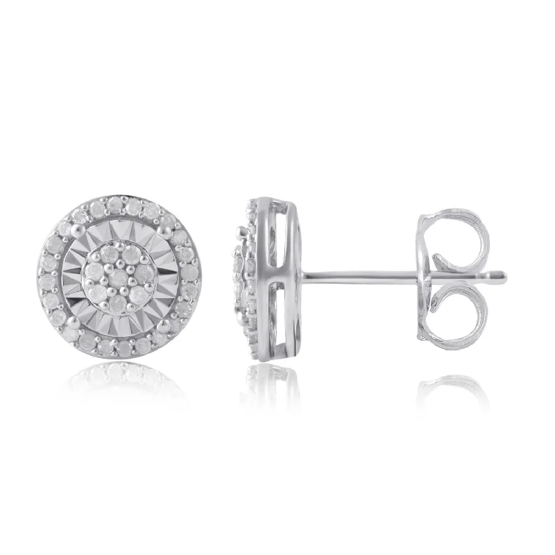 Women’s oval dangle earrings-Sterling Silver 1/4 CTW Diamond Stud Earrings