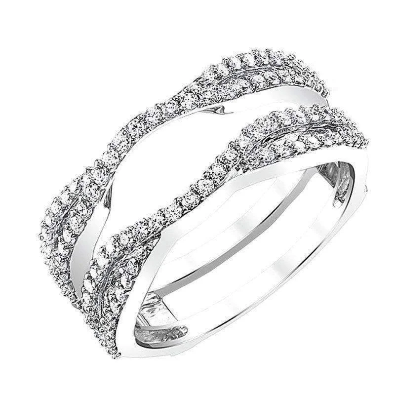 Women’s engagement rings with accent sapphires-14k Diamond Twist Guard and Wrap