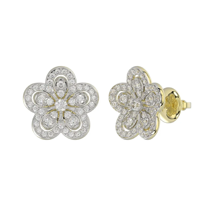 Women’s wedding earrings-LADIES EARRINGS 0.50CT ROUND DIAMOND 14K YELLOW GOLD