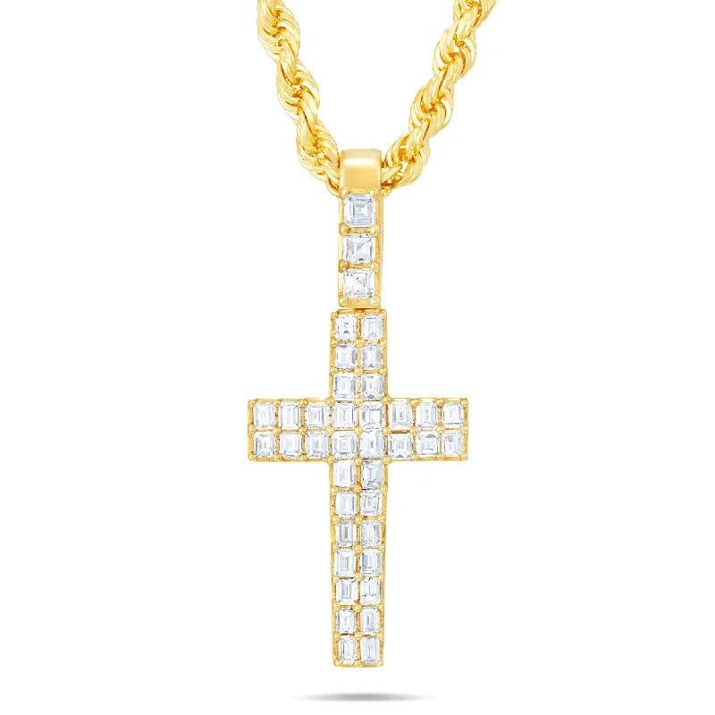 Women’s pearl necklaces-14K Gold 1.68ct Emerald Diamond Cross Pendant