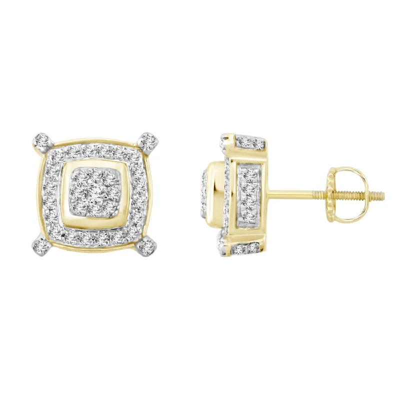 Women’s sparkly drop earrings-LADIES EARRINGS 0.50CT ROUND DIAMOND 10K YELLOW GOLD