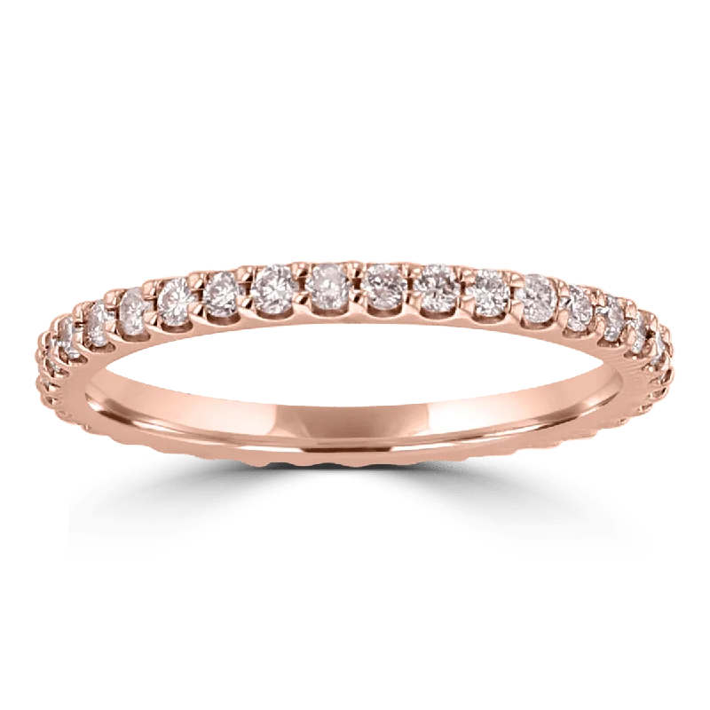 Women’s three-stone diamond engagement rings-14KT ROSE GOLD 0.57 CTW LIGHT PINK DIAMOND ETERNITY BAND