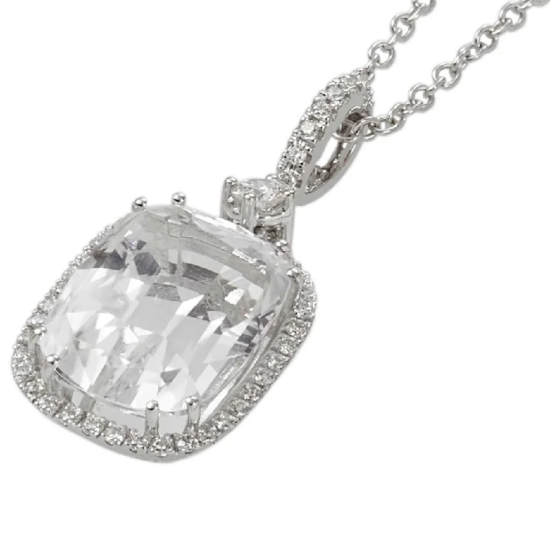 Women’s trendy necklaces-Topaz Diamond Halo Pendant